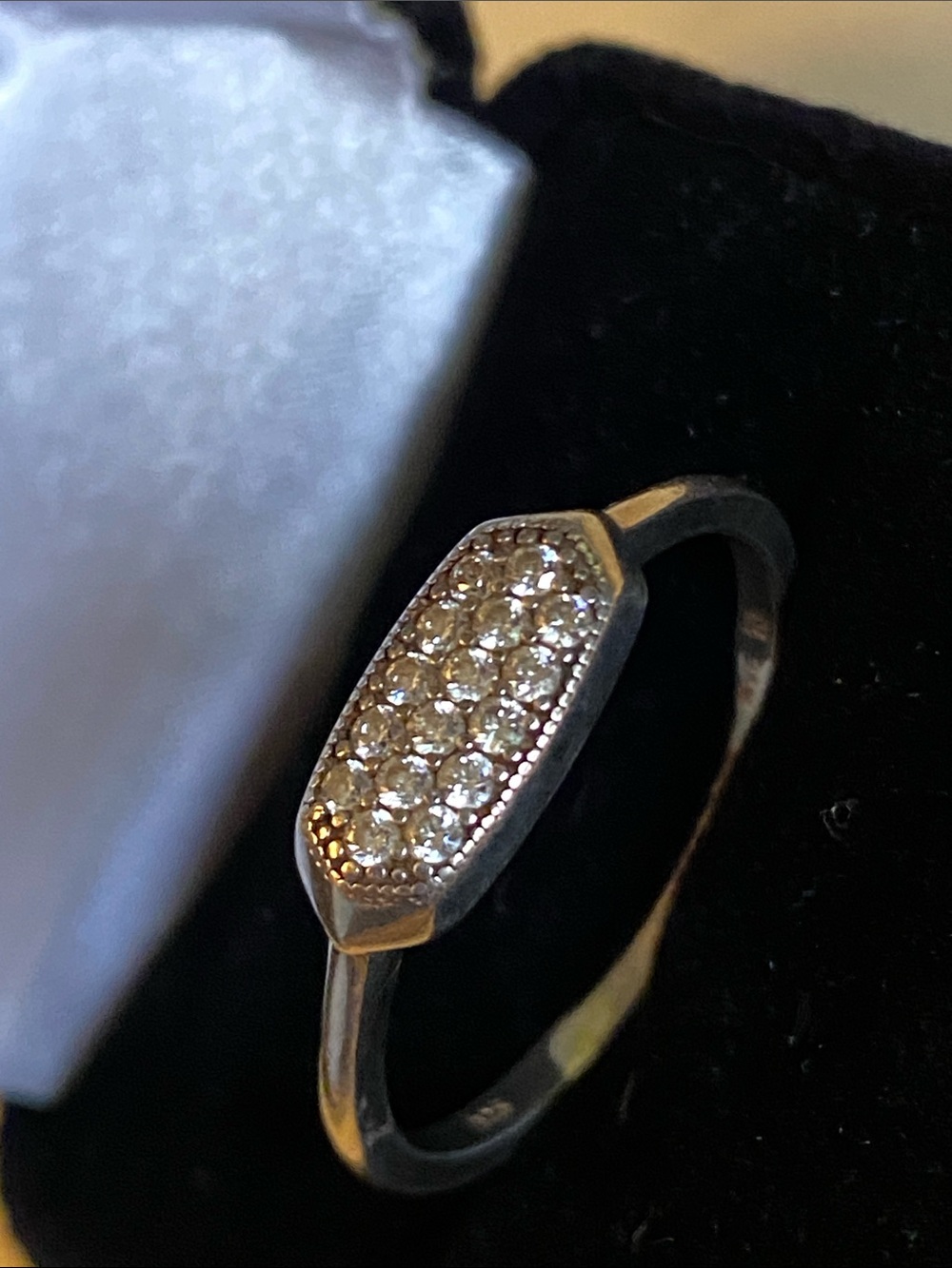 925 Sterling Silver Pavé Clear Stone Ring Size 10
